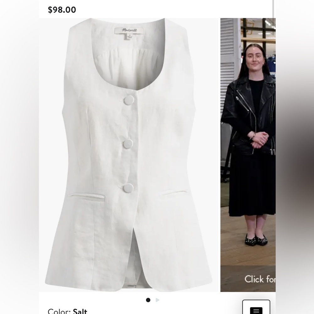 Madewell Linen Scoop Neck Cutaway Vest